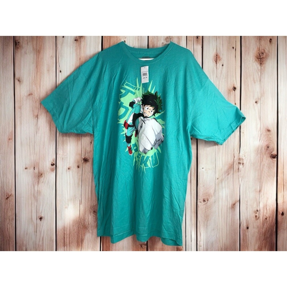 My Hero Academia Funimation Graphic Tee Men XXLarge Teal Deku Izuku Midoriya